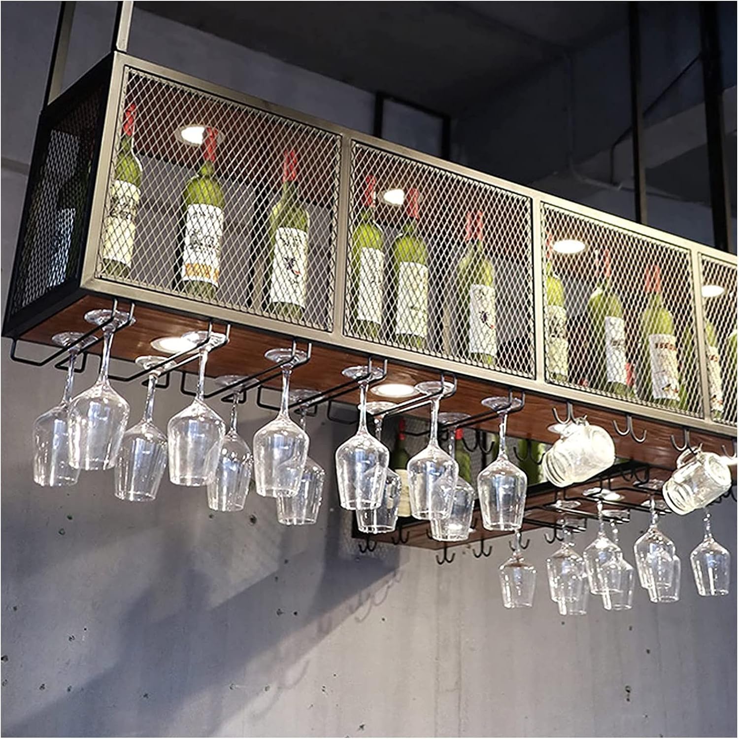 ALDEPO Wall-Mounted Wine Rack with Rustic Iron Design