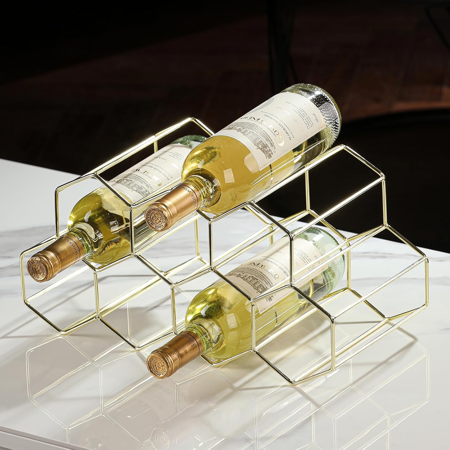 Drincarier 9 Bottle Countertop Wine Rack - Gold Metal 2 Tier