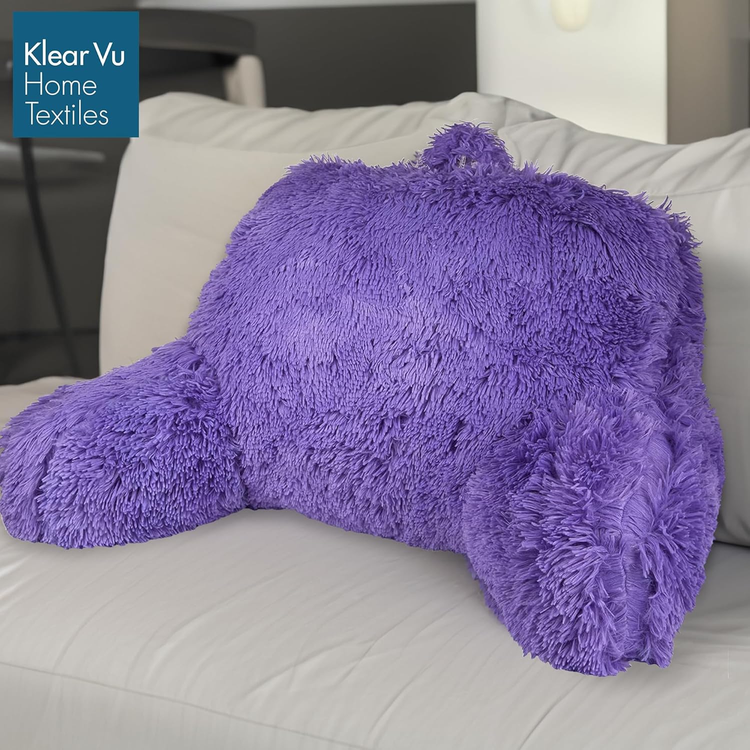 Klear Vu Shaggy Reading Pillow - Purple Rain