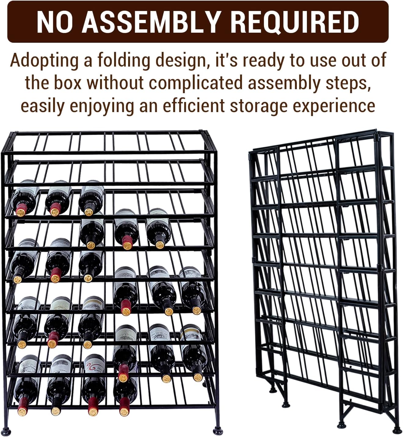 MyGift Black Metal Wine Rack with 9 Tiers - 54 Bottle Capacity