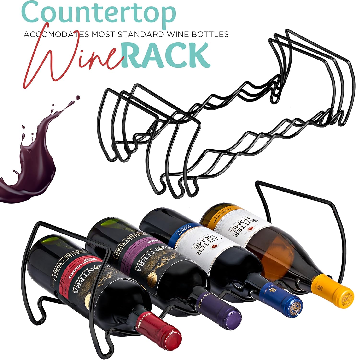 Sorbus 6-Tier Stackable Wine Rack Black 1