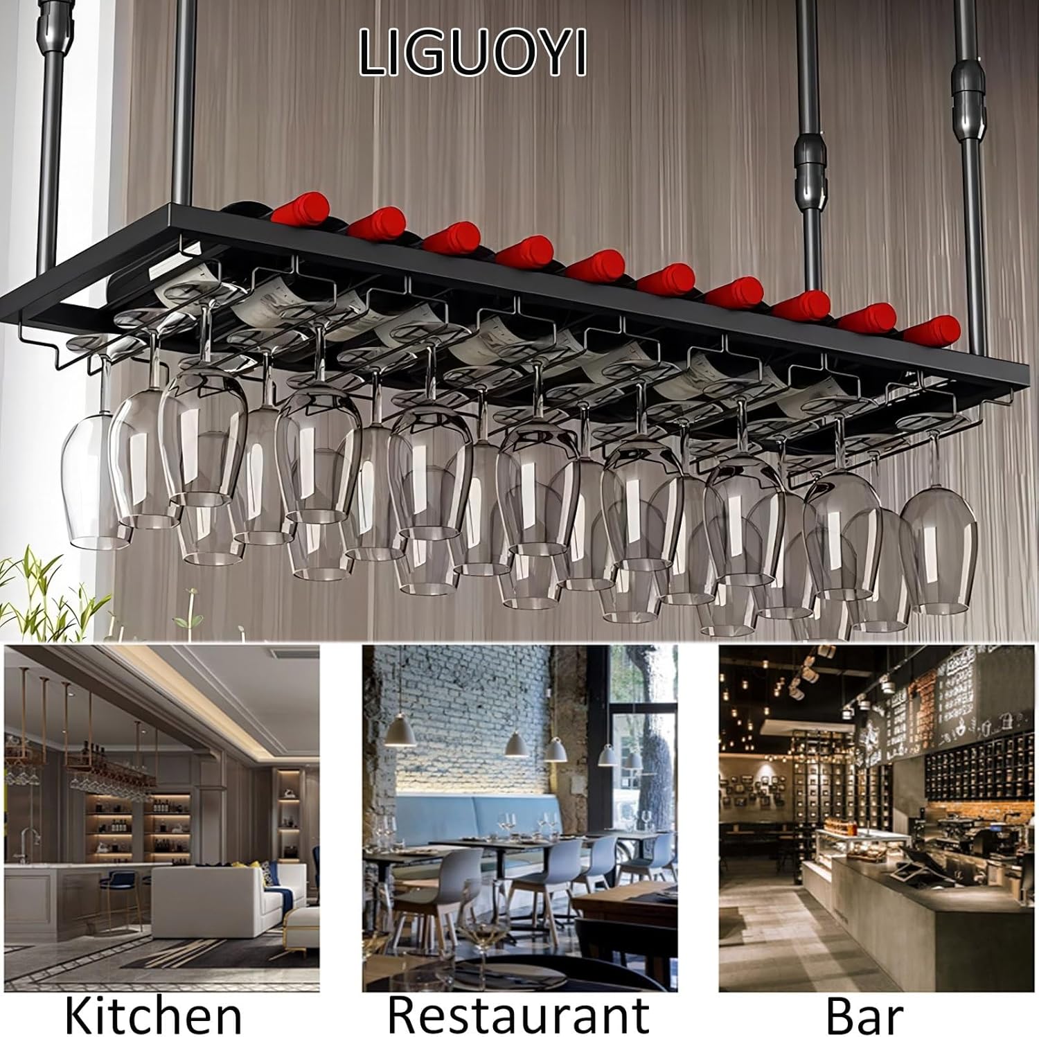 LIGUOYI Adjustable Height Wine Glass Rack
