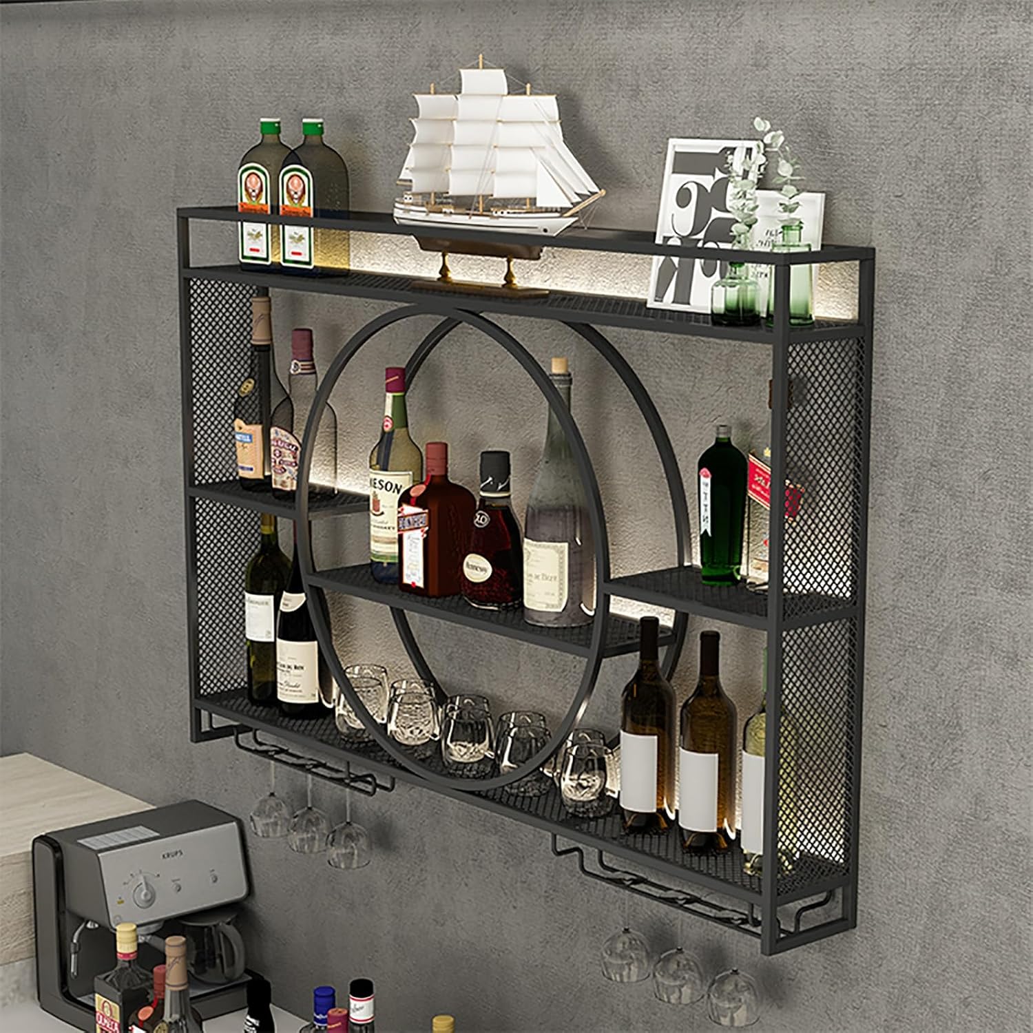 LED Wine Rack Iron Display Stand Multifunctional Storage