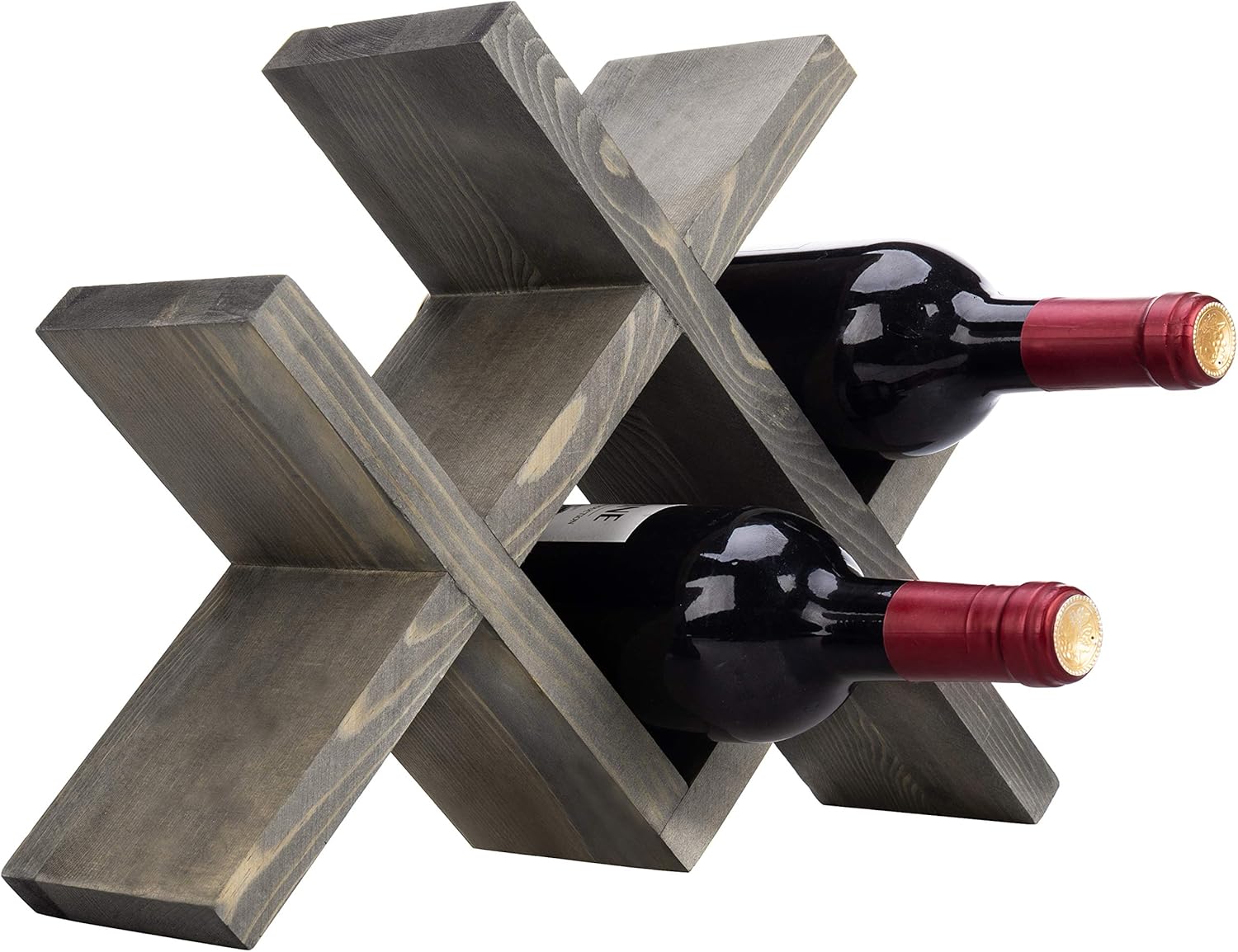 MyGift 4-Bottle Rustic Brown Wood Wine Rack