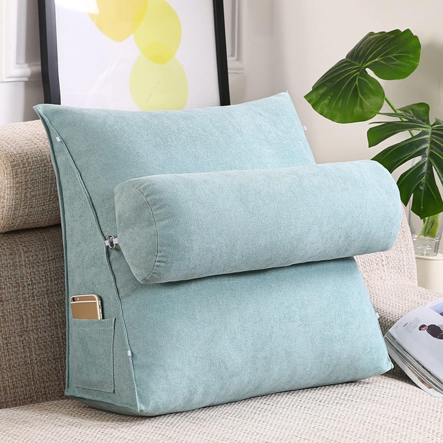 Lupsty Blue Wedge Pillow Reading Support Cushion