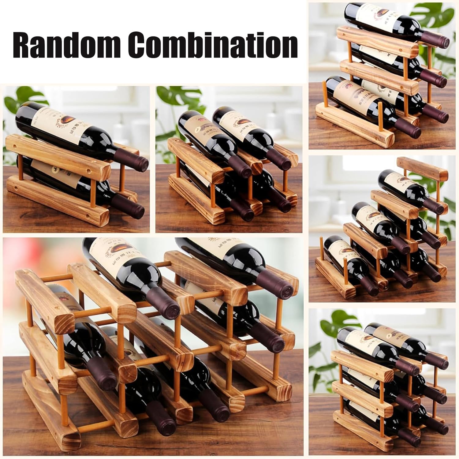 YYRZZ 12 Bottle Tabletop Wine Rack Wooden Holder Stand