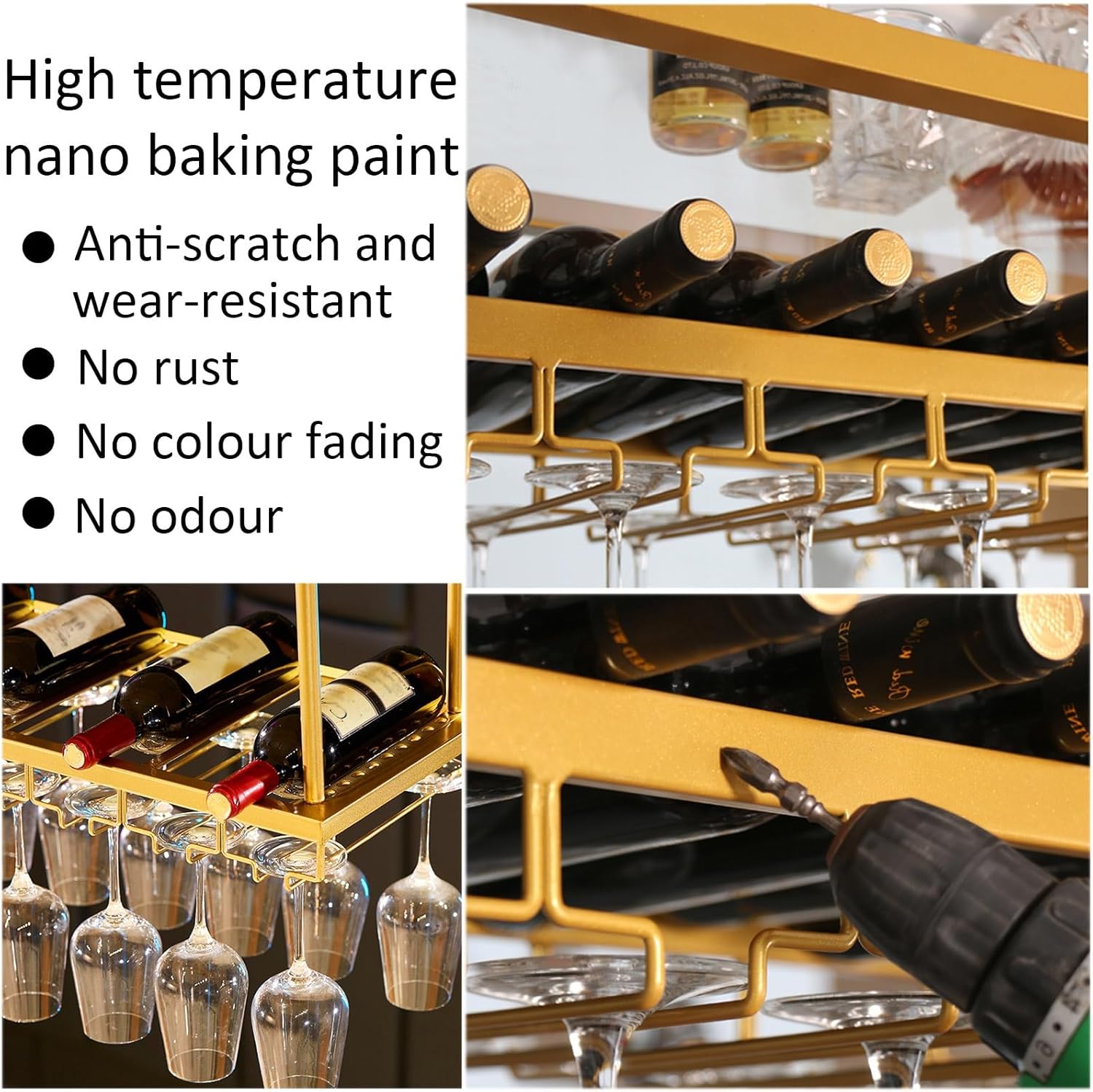LIGUOYI Adjustable Ceiling Wine Glass Rack