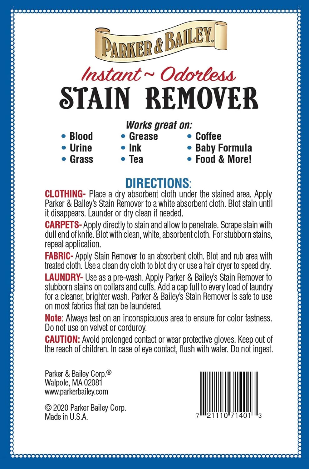 Parker and Bailey Blood Stain Remover 16oz