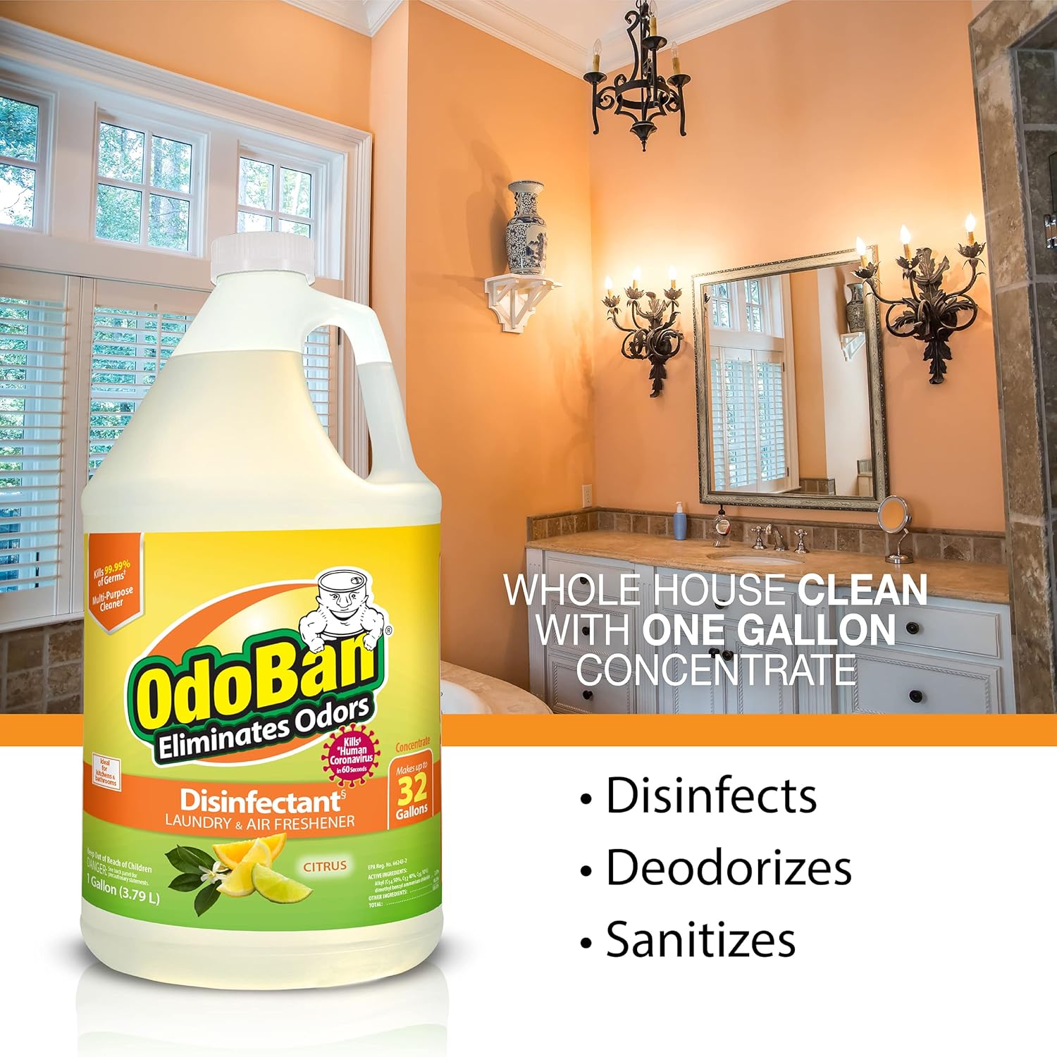 OdoBan Ready-to-Use Disinfectant with Citrus Scent 32 oz 1 Gallon Set
