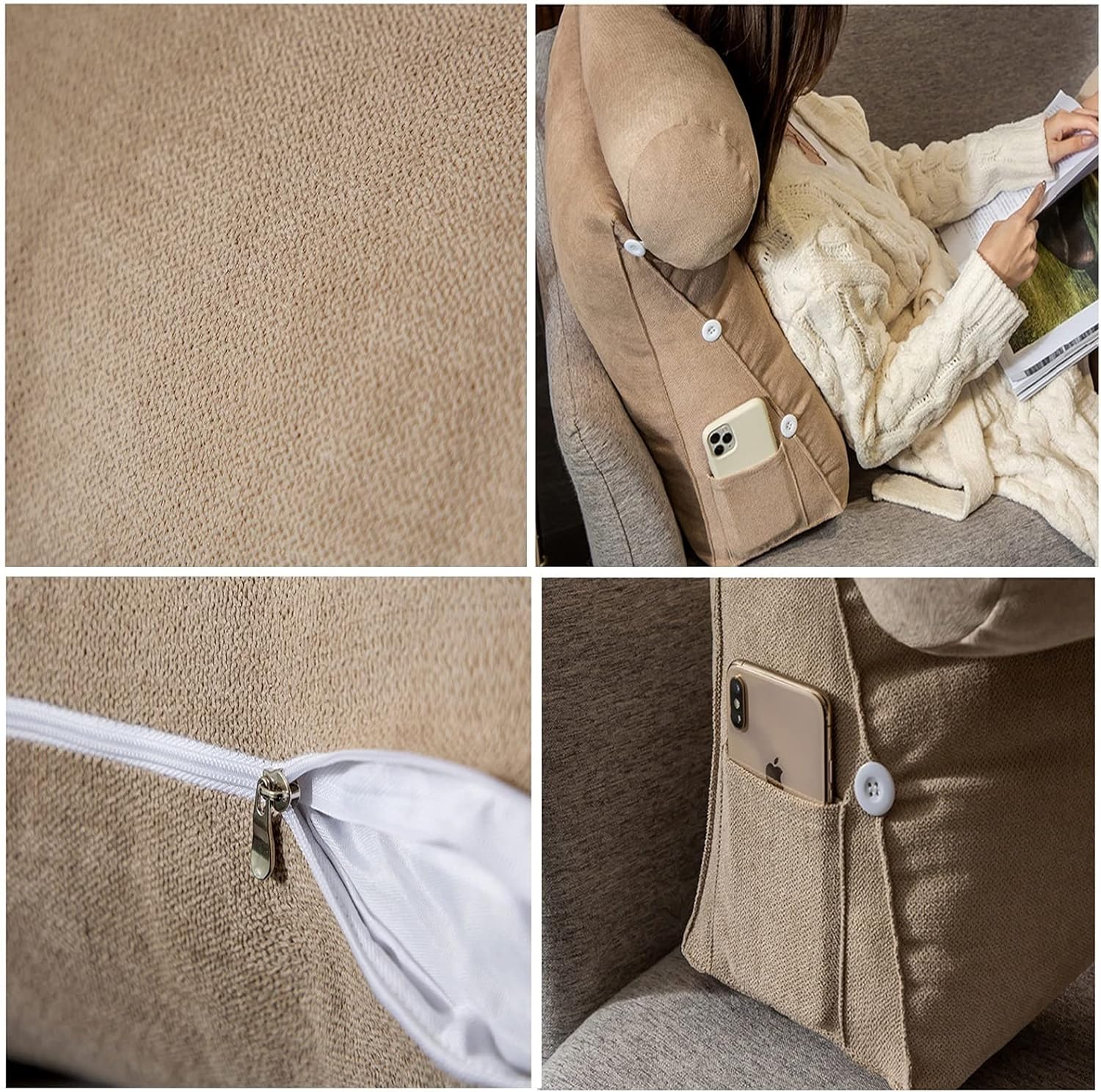 Reading Pillow Back Support Bolster for Bed Sofa Office Chair