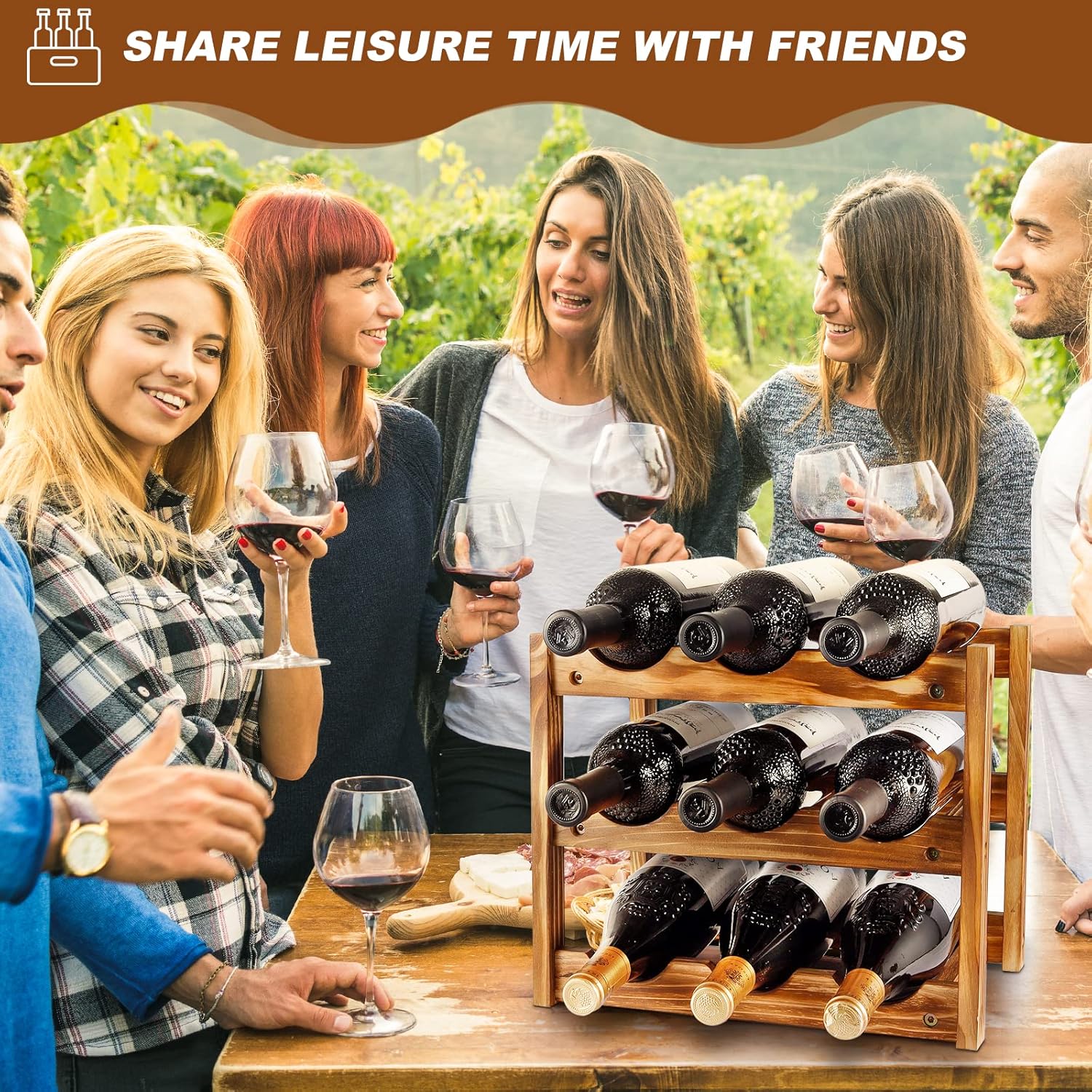 Niep 3-Tier Freestanding Wine Rack for 9 Bottles