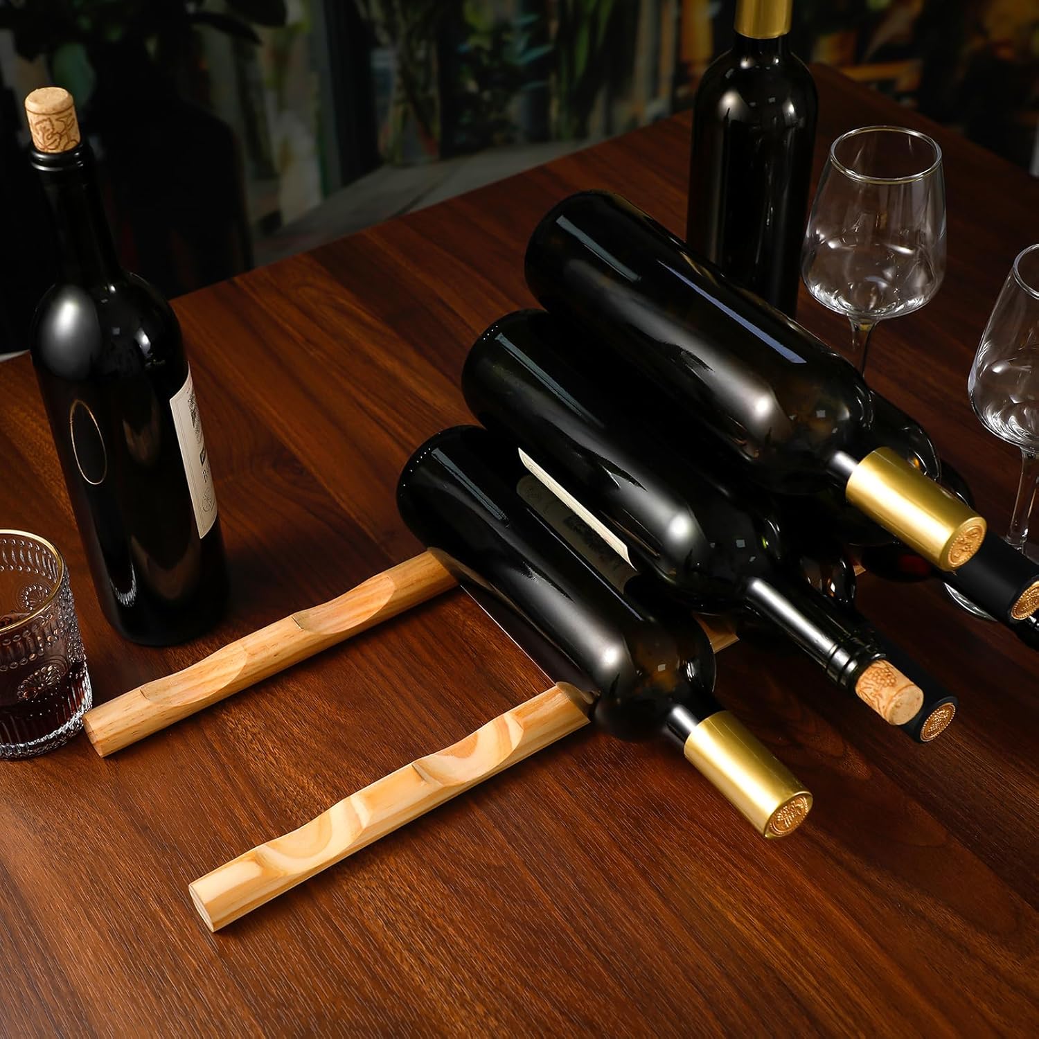 Barydat 4 Pcs Compact Wooden Wine Rack