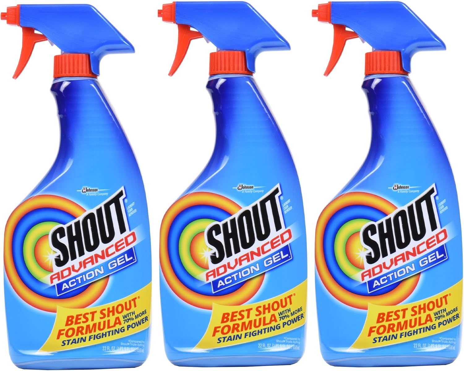Shout Advanced Spray and Wash Stain Remover Gel 22oz Pack of 3