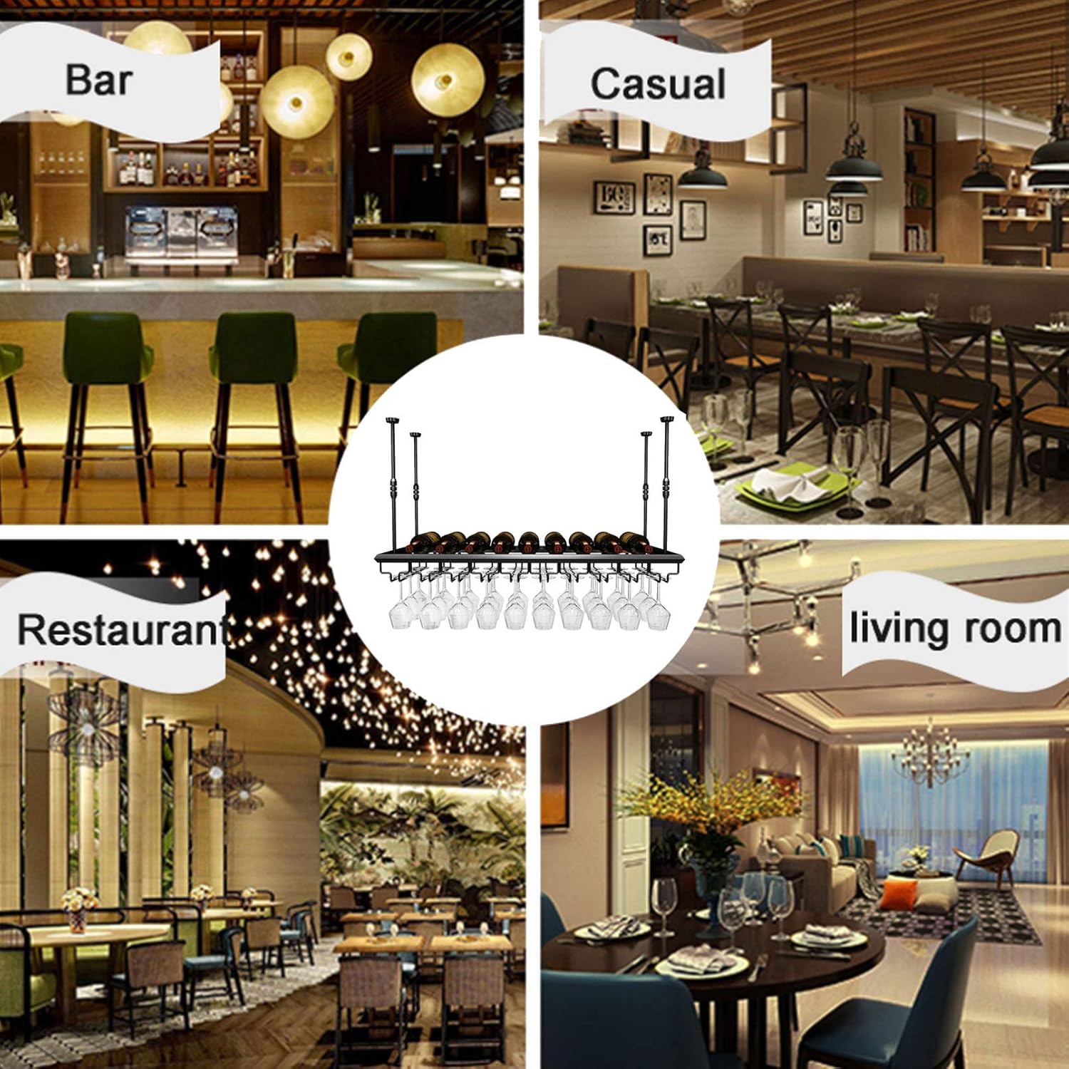 URINGO Modern Wine Glass Holder Ceiling Rack