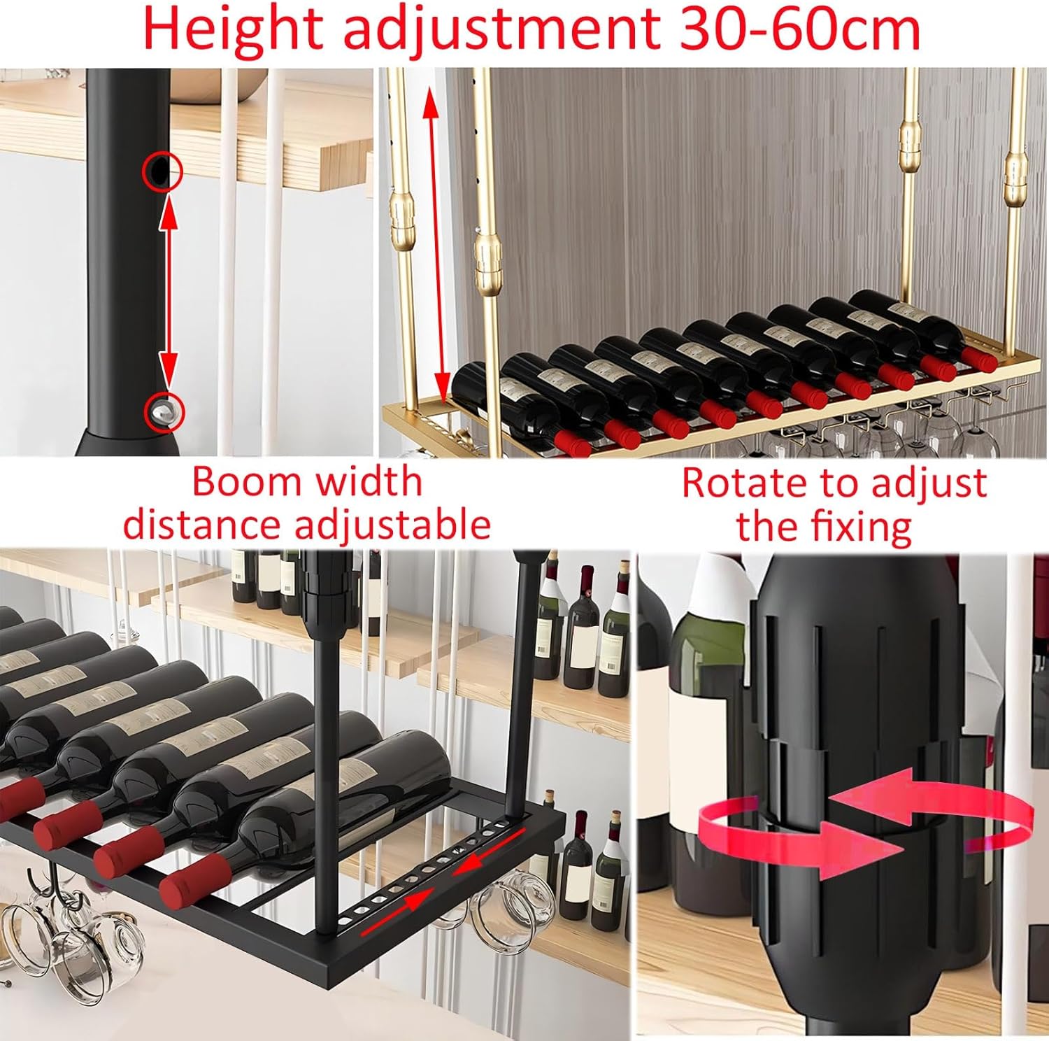LIGUOYI Adjustable Ceiling Wine Rack Holder