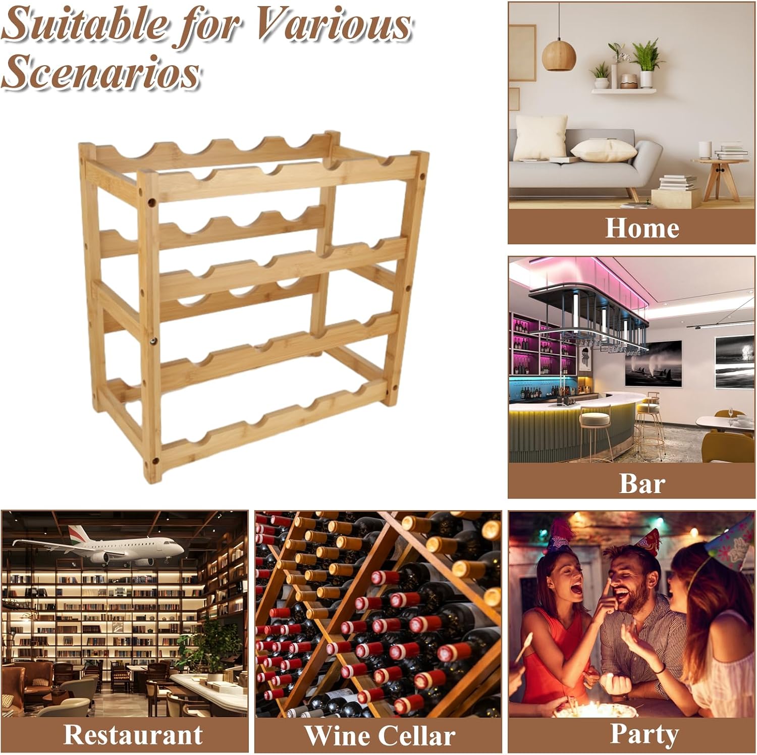 LDXDRU 4 Tier Bamboo Wine Rack for Countertop