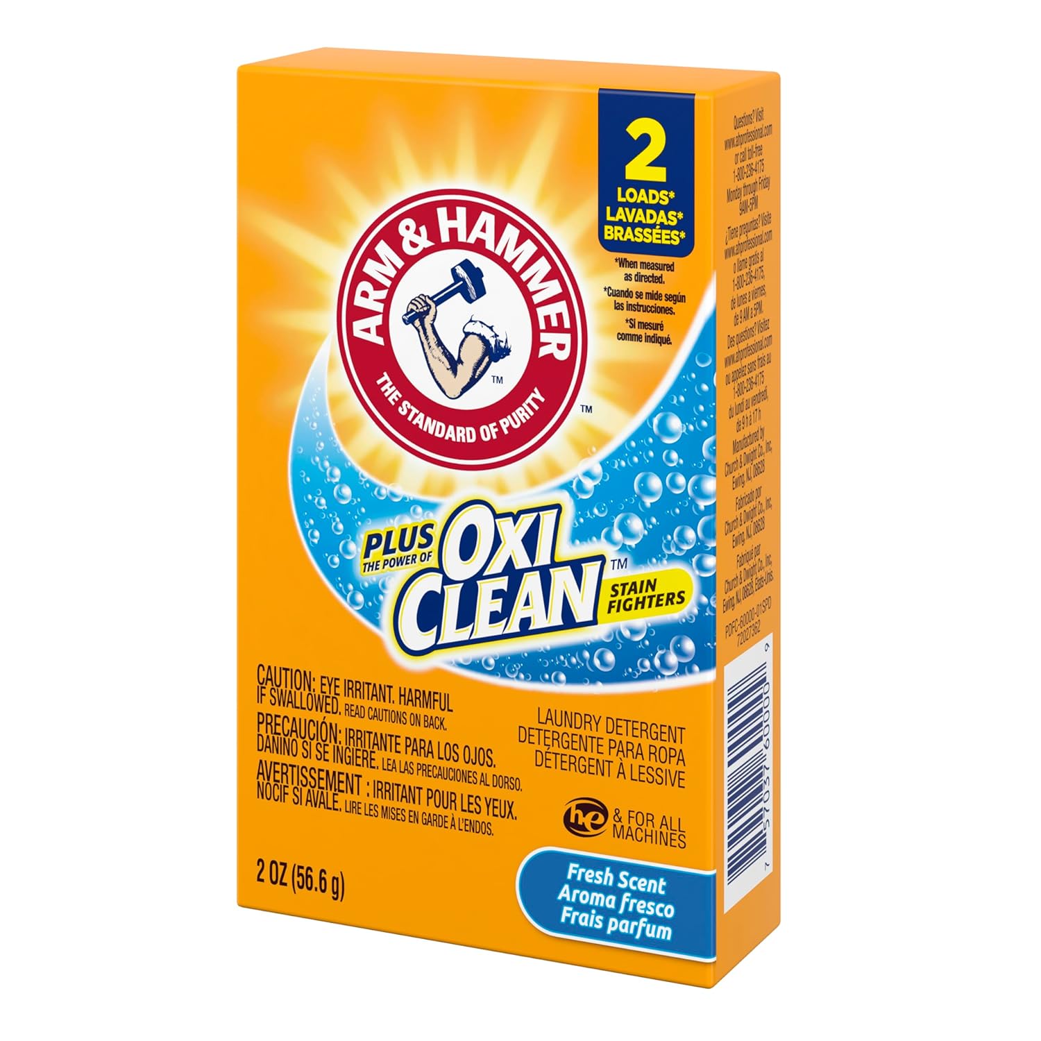 Arm Hammer Plus OxiClean Powder Detergent 2 Loads 2 oz