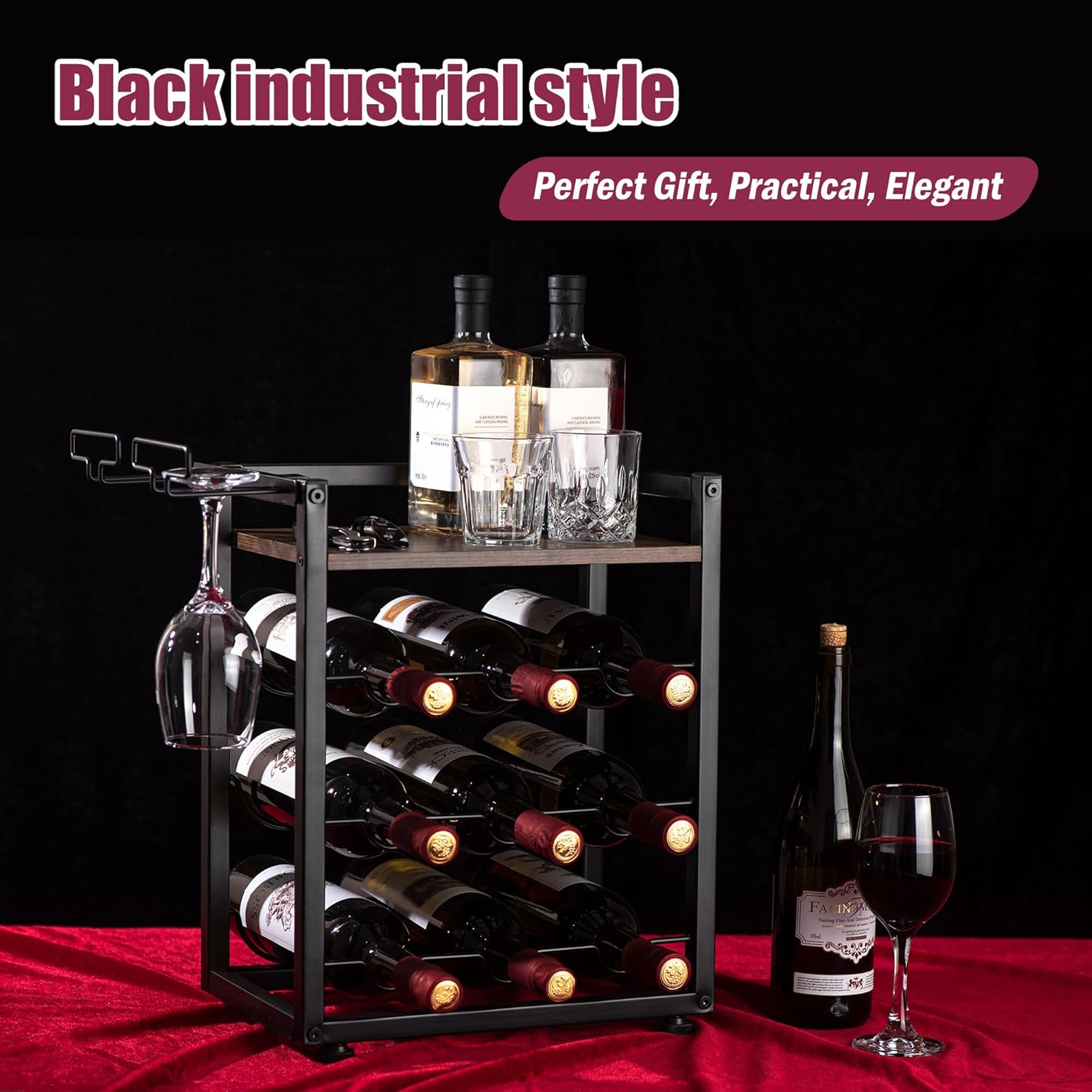 Facka 4-Tier Tabletop Wine Rack for Kitchen and Bar