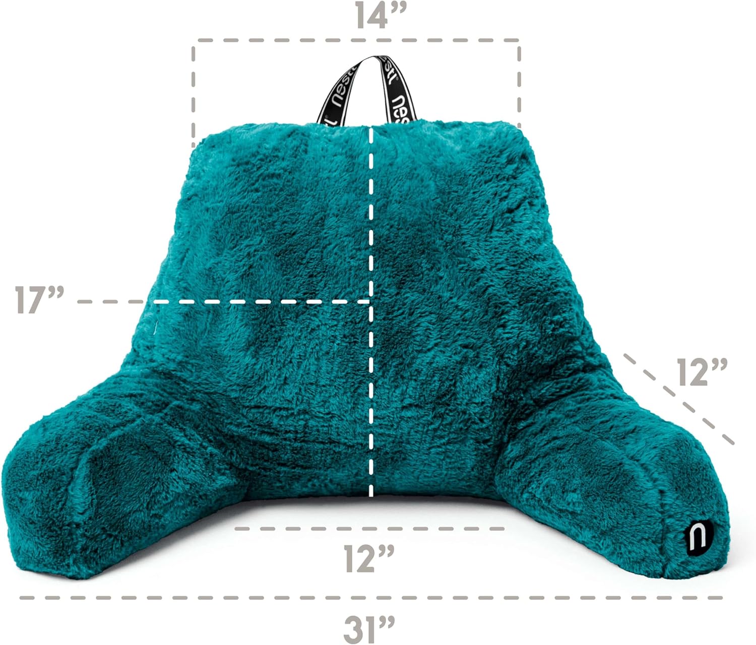 Nestl Teal Faux Fur Reading Pillow with Lap Desk