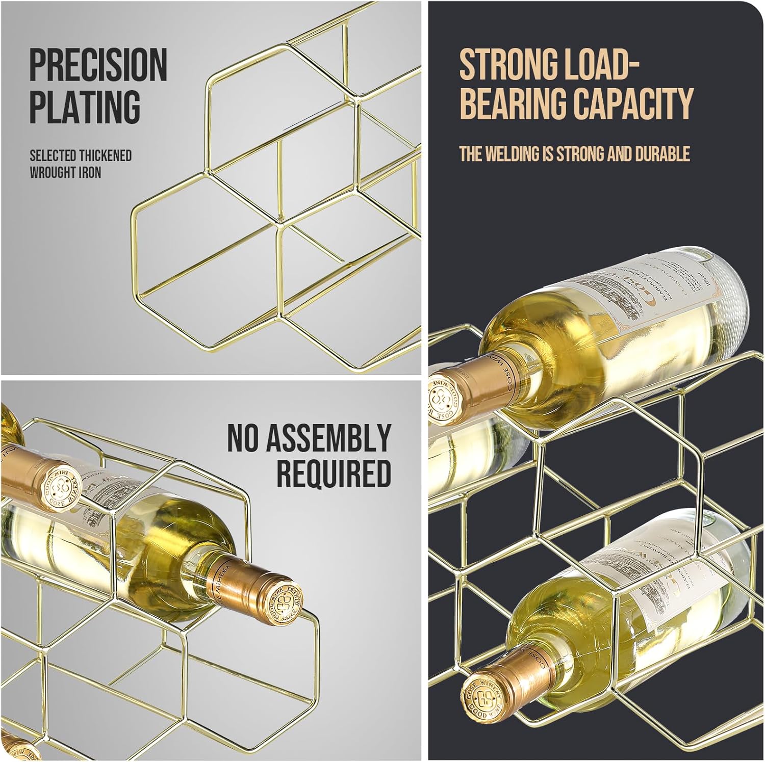 Drincarier 9 Bottle Countertop Wine Rack - Gold Metal 2 Tier