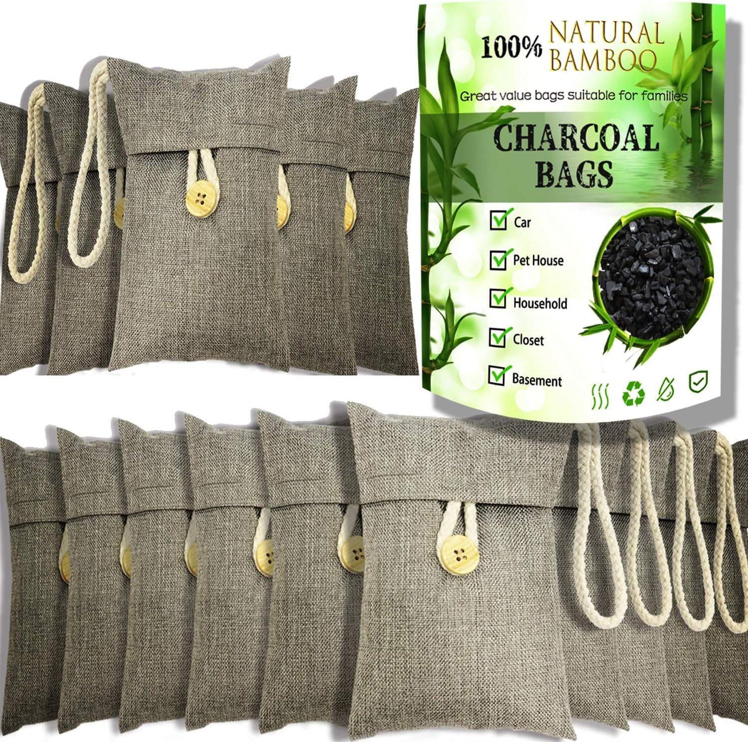 Charcoal Bags 15Packs100g Odor Absorber for Home Car