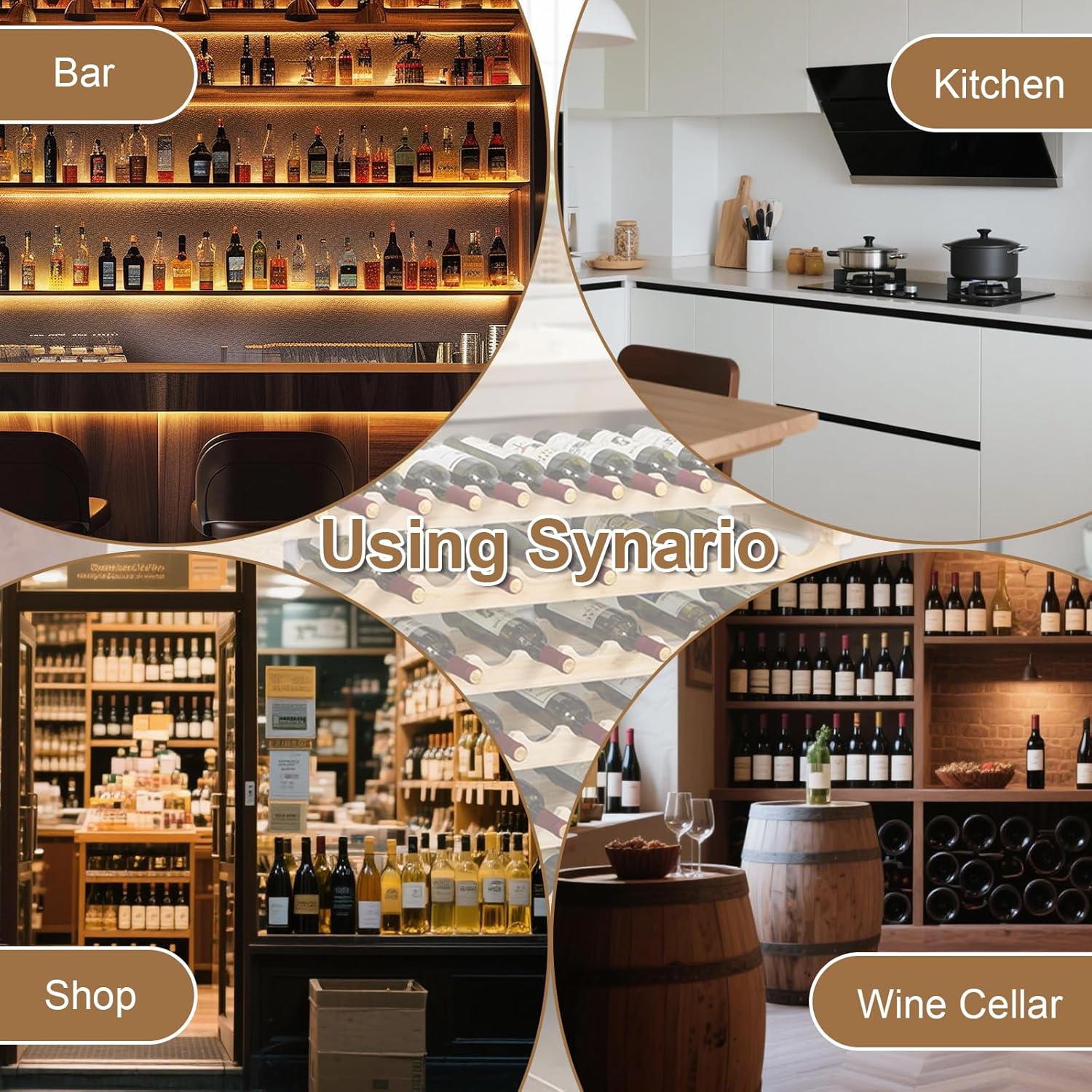 MJiot 24-Bottle Modular Bamboo Wine Rack
