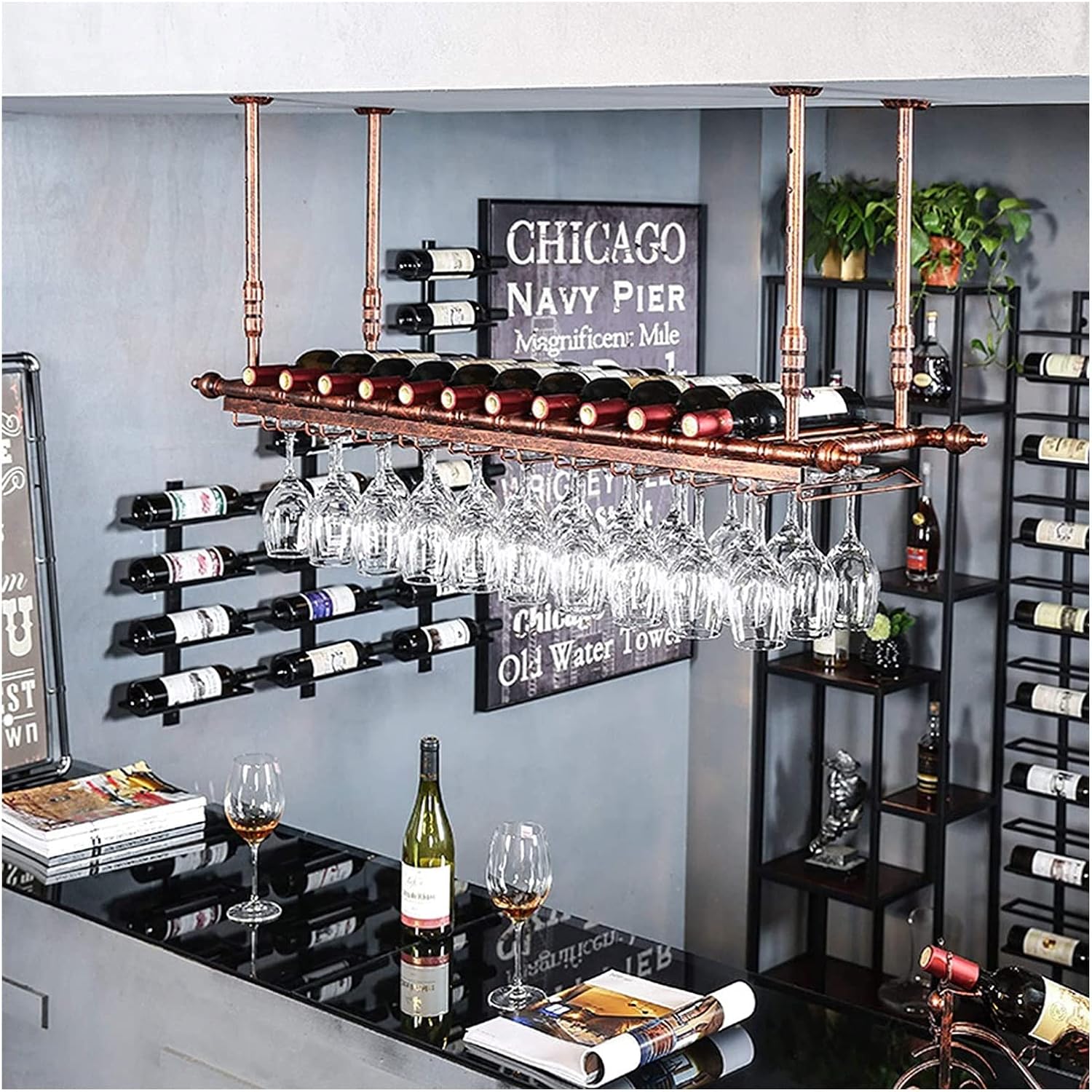 ALDEPO Adjustable Wine Rack Ceiling Holder 120x35CM
