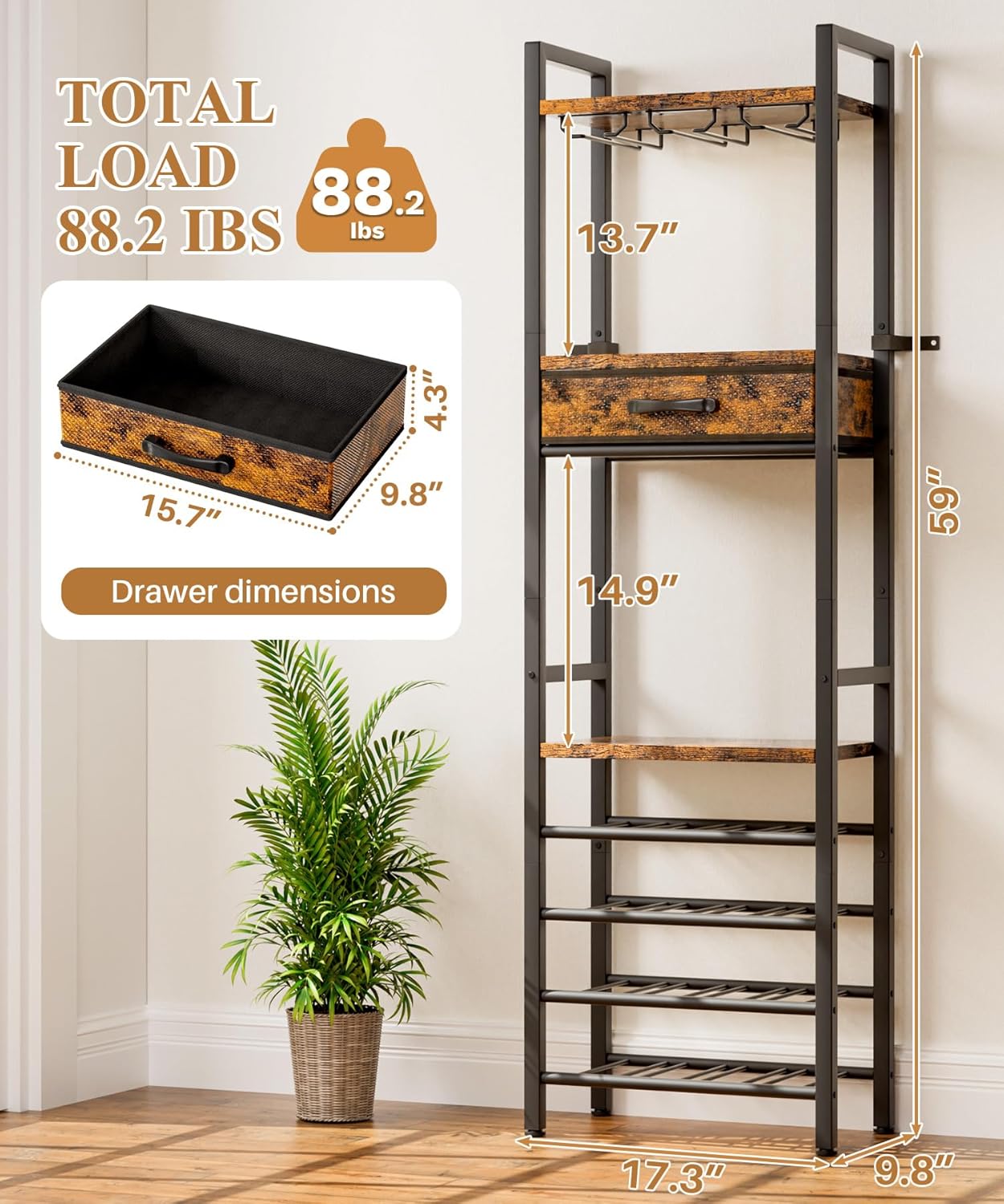 Vilaxing Freestanding Wine Rack with Storage Drawer