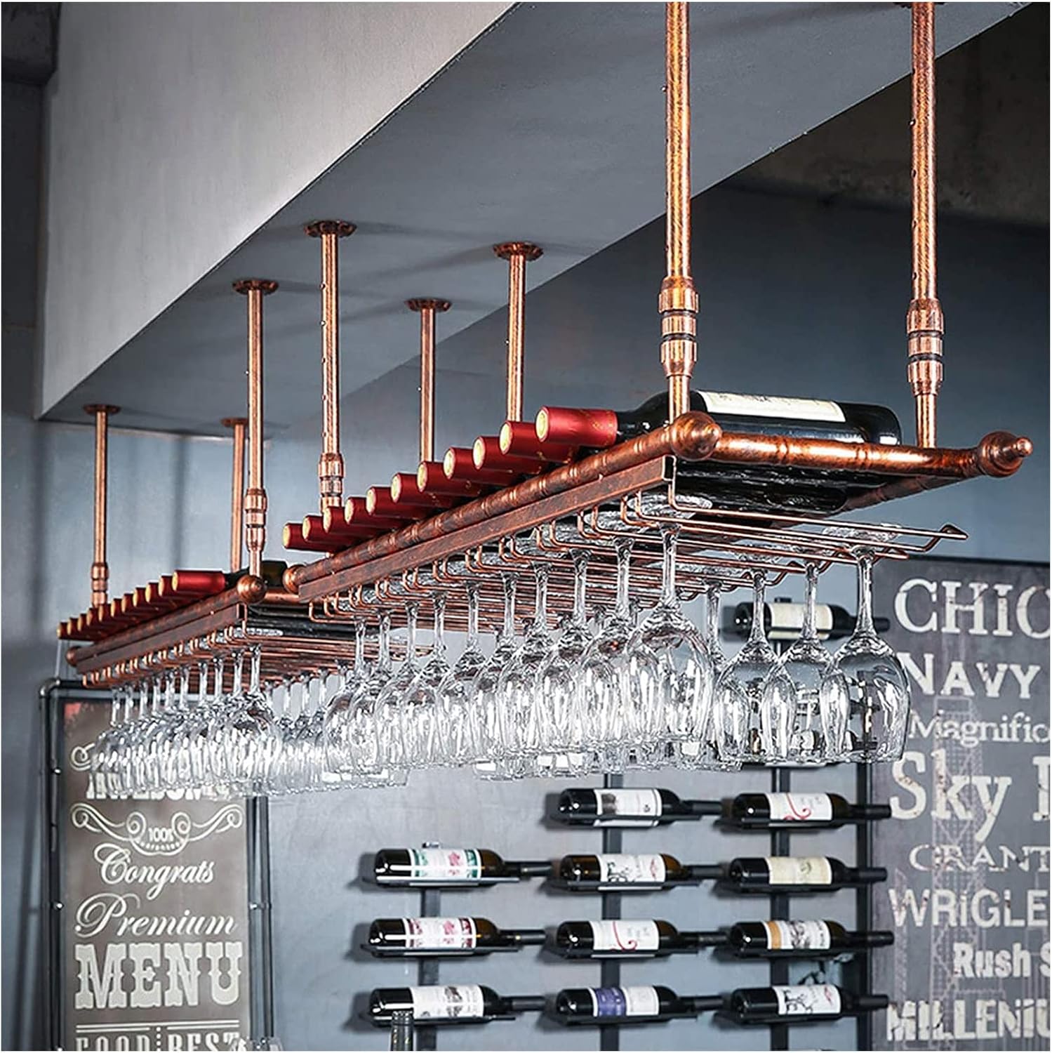 ALDEPO Adjustable Wine Rack Ceiling Holder 120x35CM