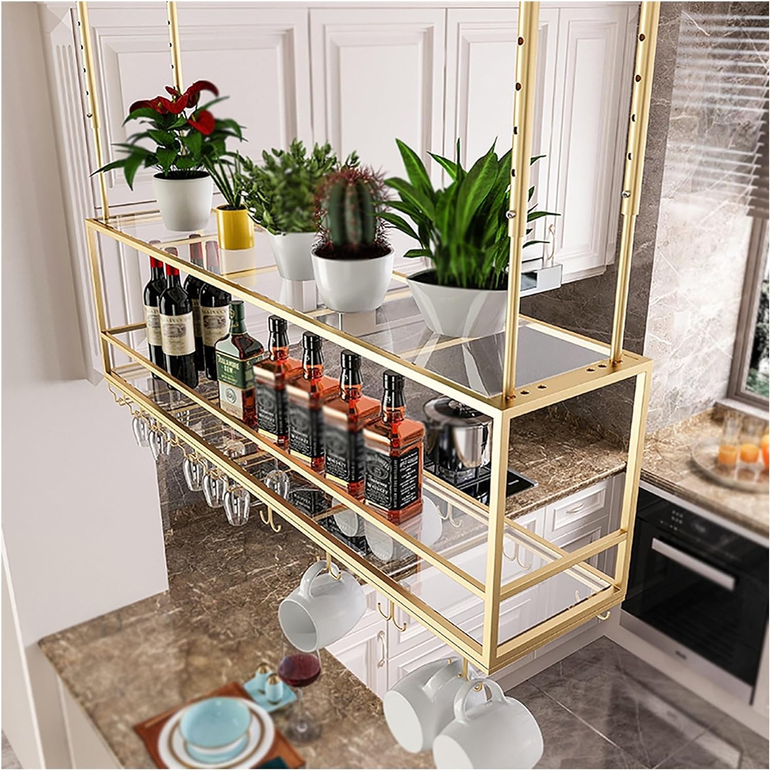 SDdPulse Gold Wall-Mounted Wine Rack