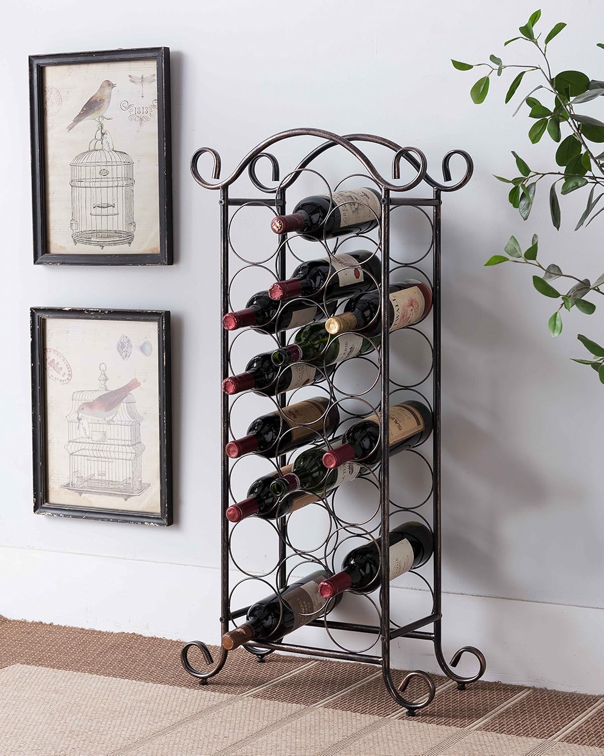 KB Designs Floor Wine Rack Organizer in Brushed Copper