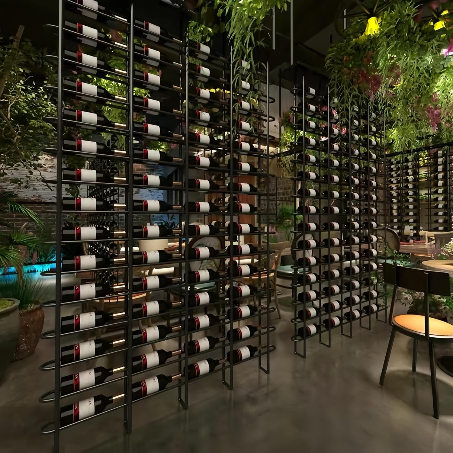 75-Bottle Vertical Wall Wine Rack Black Metal