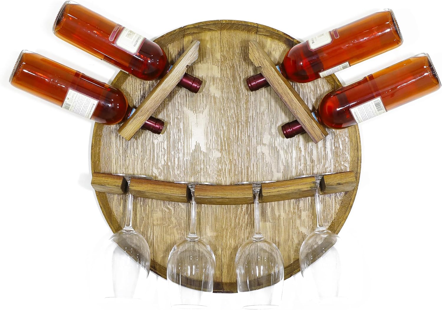 Handmade Oak Wine Glass and Bottle Display