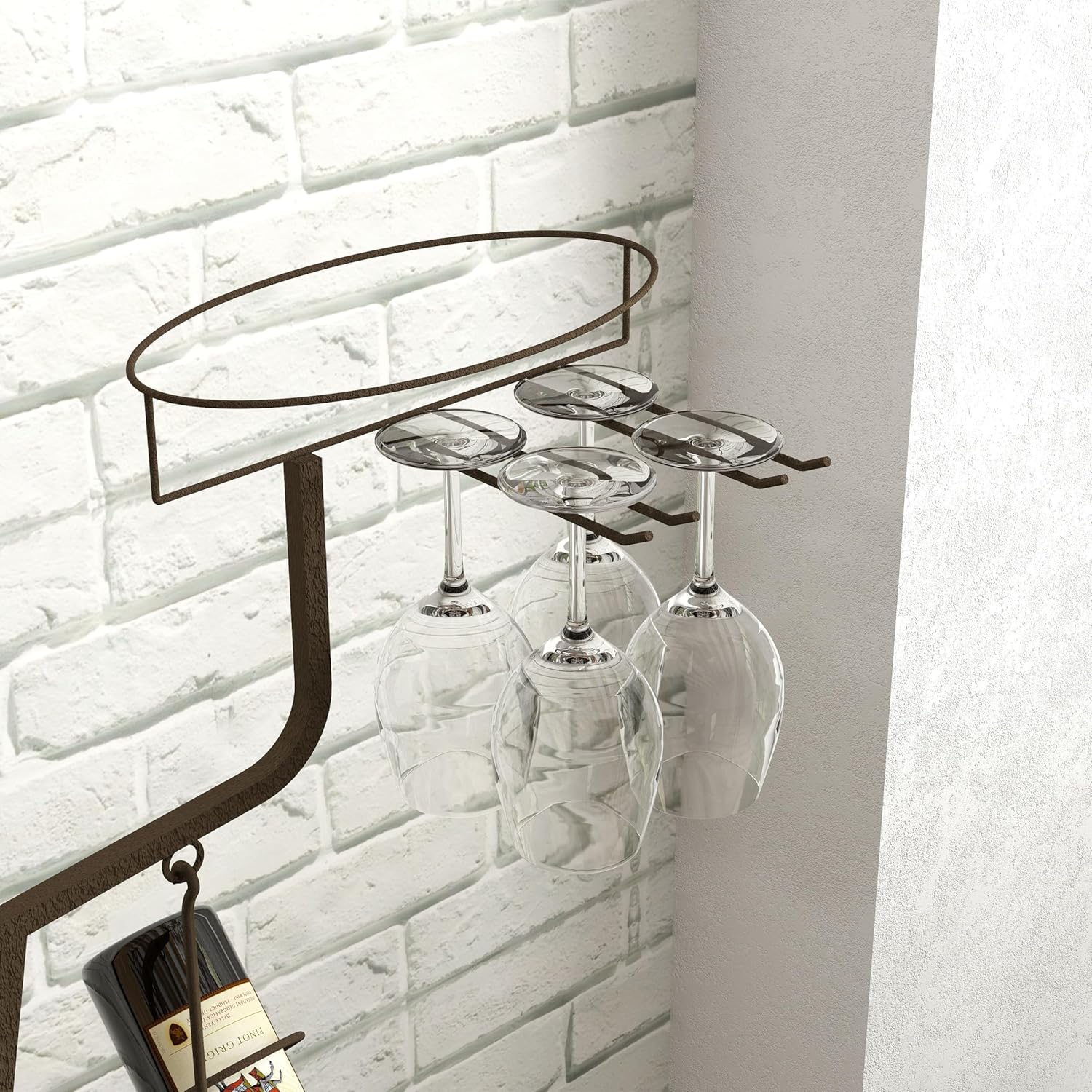 Unique Design Freestanding Wine Rack with Rustic Gold Finish
