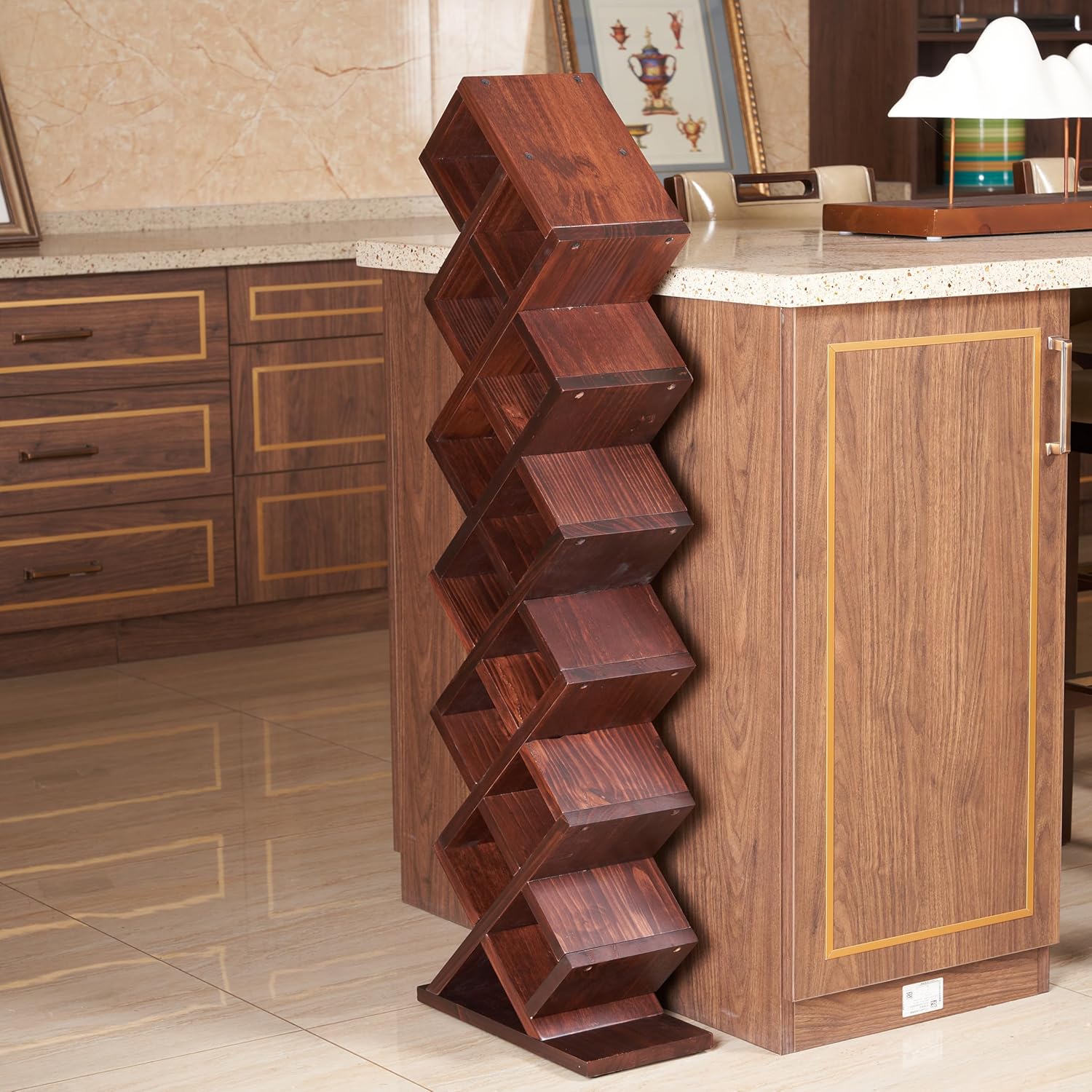 Vertical Z Wine Rack - 12 Bottle Solid Wood Display 1