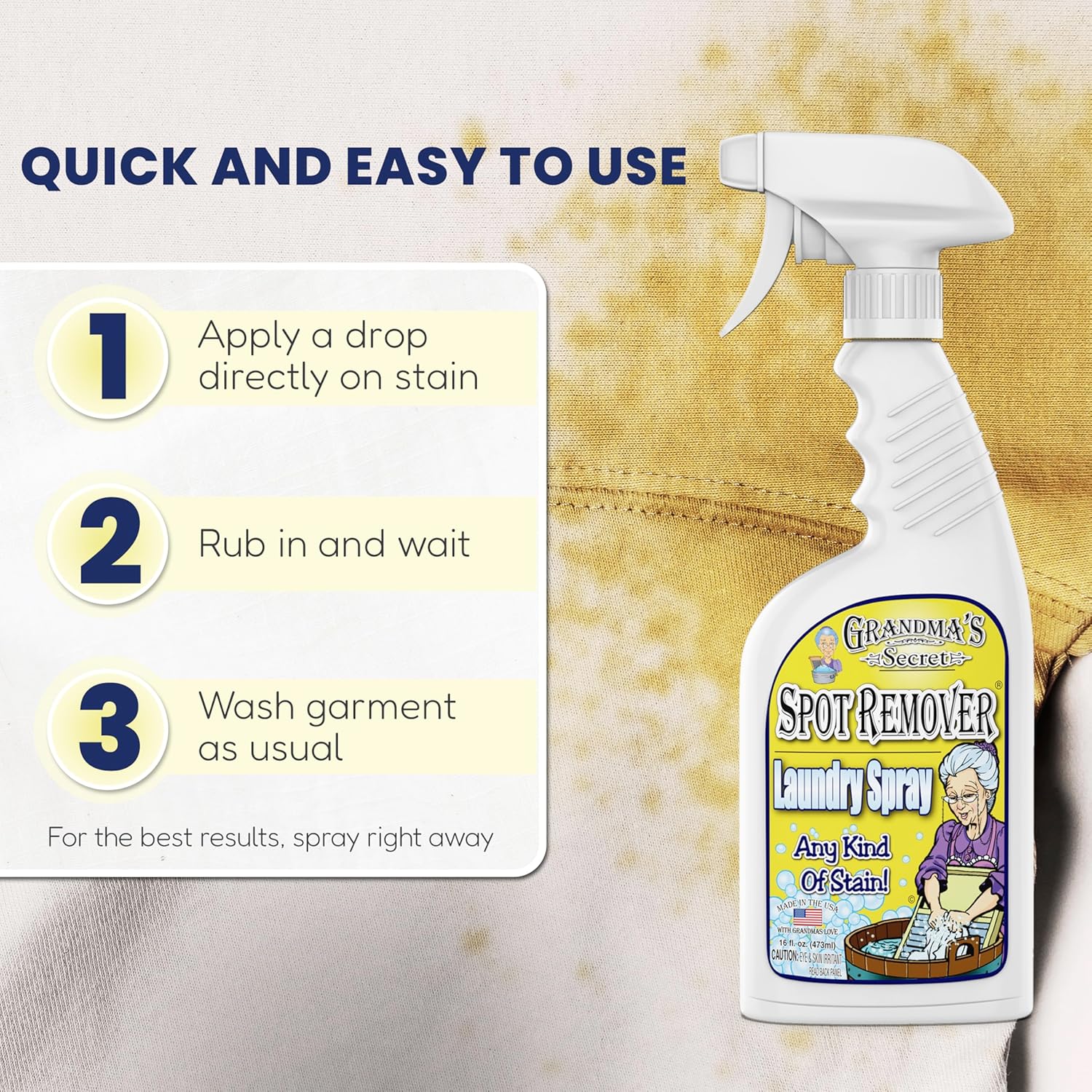 Grandmas Secret Spot Remover Laundry Spray - 16 Oz 3 Pack