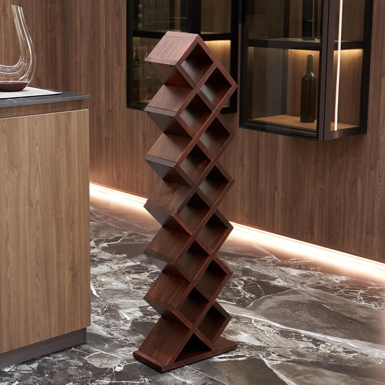 Vertical Z Wine Rack - 12 Bottle Solid Wood Display 1