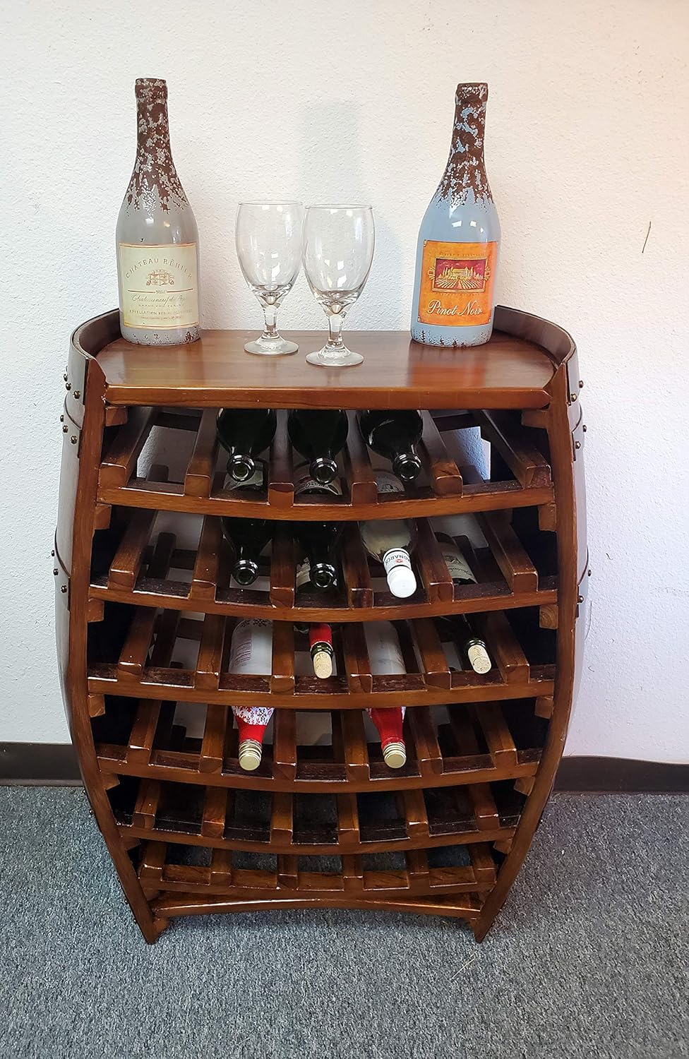 MGP Reclaimed Oak Wine Rack with Teak Counter
