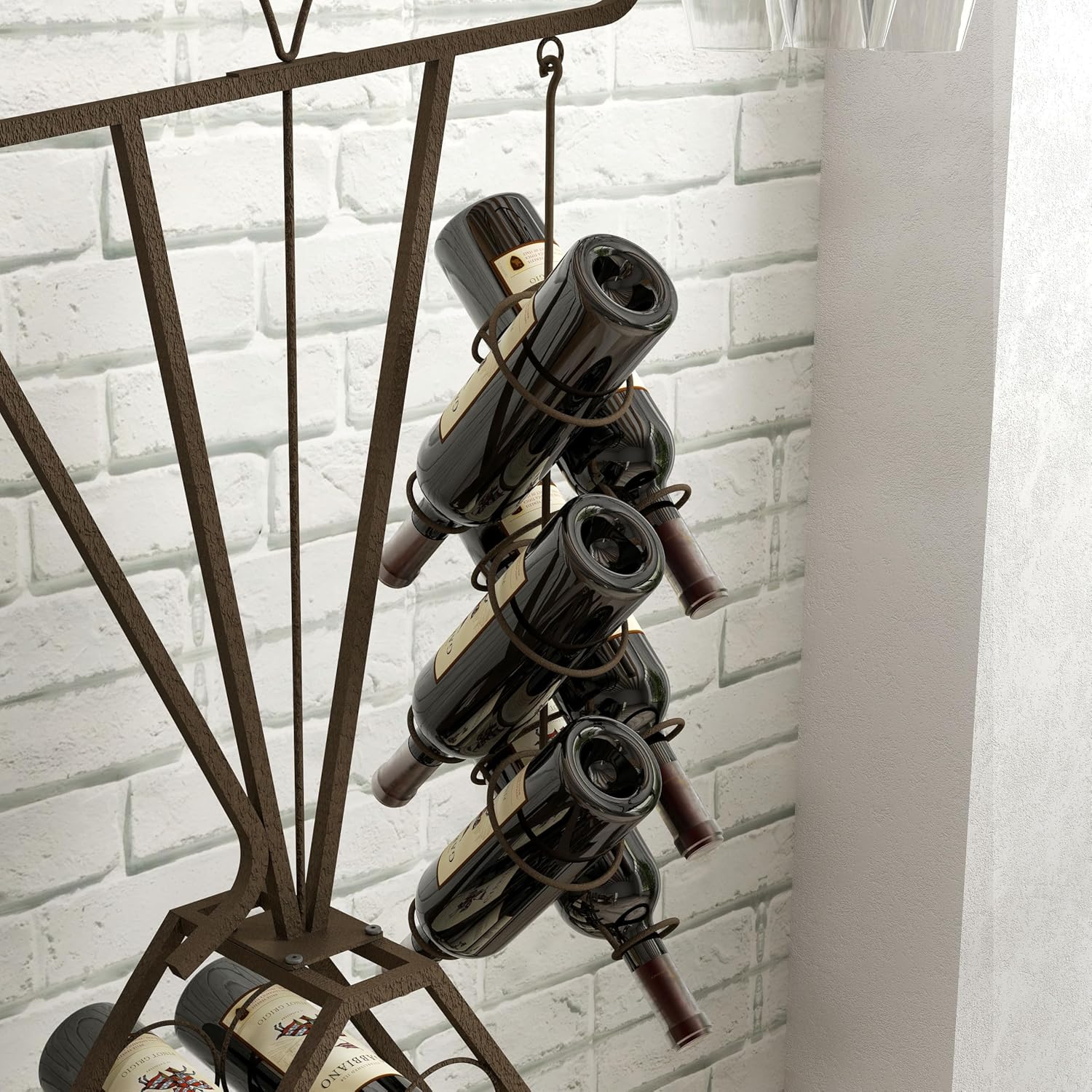 Unique Design Freestanding Wine Rack with Rustic Gold Finish